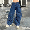 Wijde denim broek - trendy cargo jeans voor dames