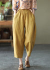 Dames harem broek met relaxte pasvorm van linnen in natuurlijk geel - casual zomeroutfit