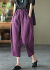 Dames harem broek met relaxte pasvorm van linnen in natuurlijk geel - casual zomeroutfit