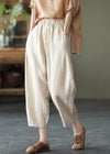 Dames harem broek met relaxte pasvorm van linnen in natuurlijk geel - casual zomeroutfit