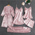 5-delige satijnen nachtkleding set - luxe dames pyjama set met ochtendjas en shorts - Bakkermode.nl