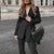2-delige dames blazer en broek set - elegante kantooroutfit in stijlvol zwart