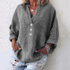 Linnen blouse dames - luchtige blouse met lange mouwen en knoopsluiting - Bakkermode.nl