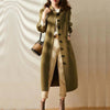 Lange knopencoat - elegante, getailleerde damesouterwear