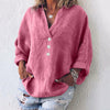 Linnen blouse dames - luchtige blouse met lange mouwen en knoopsluiting - Bakkermode.nl