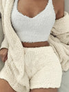 2-delige dames lounge set – zachte fleece top en shorts voor ultieme ontspanning