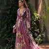 Bloemen maxi jurk - lila dames lange mouw jurk