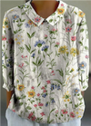 Bloemenpatroon blouse - dames lange mouwen in zachte kleuren