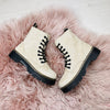 Beige veterschoenen - stijlvolle suède laarzen voor dames