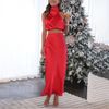 2-delige satijnen set - trendy maxi rok en top voor dames