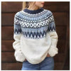 IJsblauwe Noorse yoke trui - warme Scandinavische dames pullover - Bakkermode.nl