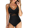 Damesbadmode elegante zwarte mesh éénstuk zwempak - stijlvolle strandoutfit