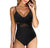 Damesbadmode elegante zwarte mesh éénstuk zwempak - stijlvolle strandoutfit