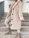 Beige fleece lange winterjas voor dames - zachte en warme jas - Bakkermode.nl