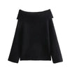Off-shoulder pullover - leuke dames ribbed knit top - Bakkermode.nl
