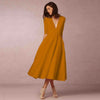 Dames casual midi jurk - elegante v-hals katoen fit en flare voor speciale gelegenheden