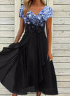Dames bloemenjurk - elegante midi jurk met een zwierige rok