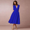 Dames casual midi jurk - elegante v-hals katoen fit en flare voor speciale gelegenheden