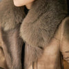 Suède dames bikerjack - elegant bruin jack met imitatiebontkraag - Bakkermode.nl