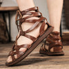 Leren gladiatorsandalen met veters - Bakkermode.nl