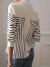 Witte blouse met geometrische strepen - Bakkermode.nl