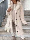 Beige fleece lange winterjas voor dames - zachte en warme jas - Bakkermode.nl