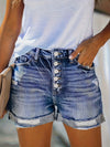 Gescheurde denim shorts met knoopsluiting - Bakkermode.nl