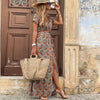 Dames maxi jurk boho chic met lange mouwen - elegante zijsplit voor casual stijl