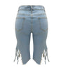 Gescheurde denim bermuda met franjes - Bakkermode.nl