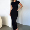 Bodycon maxi-jurk met korte mouwen - Bakkermode.nl