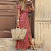 Dames maxi jurk boho chic met lange mouwen - elegante zijsplit voor casual stijl