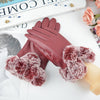 Leren handschoenen - elegante dames winterhandschoenen met nep bont