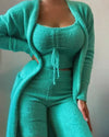 3-delige gezellige fleece lounge set - zachte dames pyjama voor herfst & winter