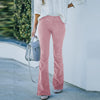 Flared corduroy broek - dames broek met stretch en elegante pasvorm - Bakkermode.nl