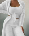 3-delige gezellige fleece lounge set - zachte dames pyjama voor herfst & winter