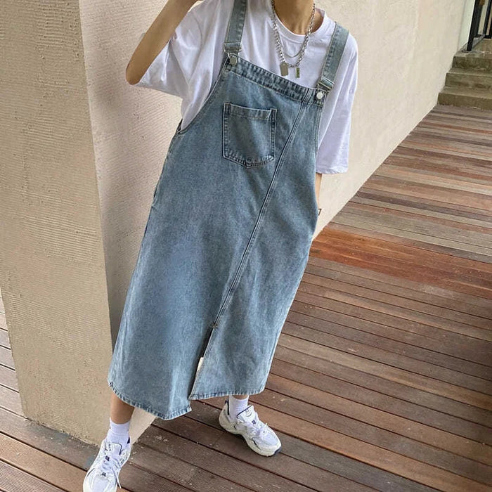 Denim tuinjurk sale