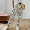 Dames broek met bladenprint - lichte boheemse pantalons in groen voor casual gebruik