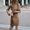 Gebreide jurk met hoge hals - trendy dames trui jurk - Bakkermode.nl