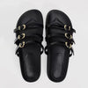 Zwarte slidesandalen met gespen - Bakkermode.nl