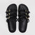 Zwarte slidesandalen met gespen - Bakkermode.nl