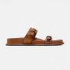 Bruine slidesandalen met gespen - Bakkermode.nl