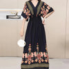 Boho maxi-jurk met bloemenprint en kimono mouwen - Bakkermode.nl