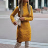 Gebreide jurk met hoge hals - trendy dames trui jurk - Bakkermode.nl