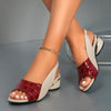 Dames wedge sandalen - gezellige blokhak open teen schoenen voor casual en speciale gelegenheden