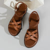 Bruine en zwarte sandalen met kruisbanden - Bakkermode.nl