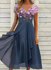 Dames bloemenjurk - elegante midi jurk met een zwierige rok