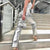Dames grijs metallic broek - glanzende modebroeken voor casual of feestelijke gelegenheden