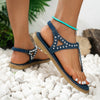 Denim T-riem sandalen met studs - Bakkermode.nl