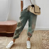 Dames broek met bladenprint - lichte boheemse pantalons in groen voor casual gebruik