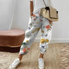 Dames broek met bladenprint - lichte boheemse pantalons in groen voor casual gebruik